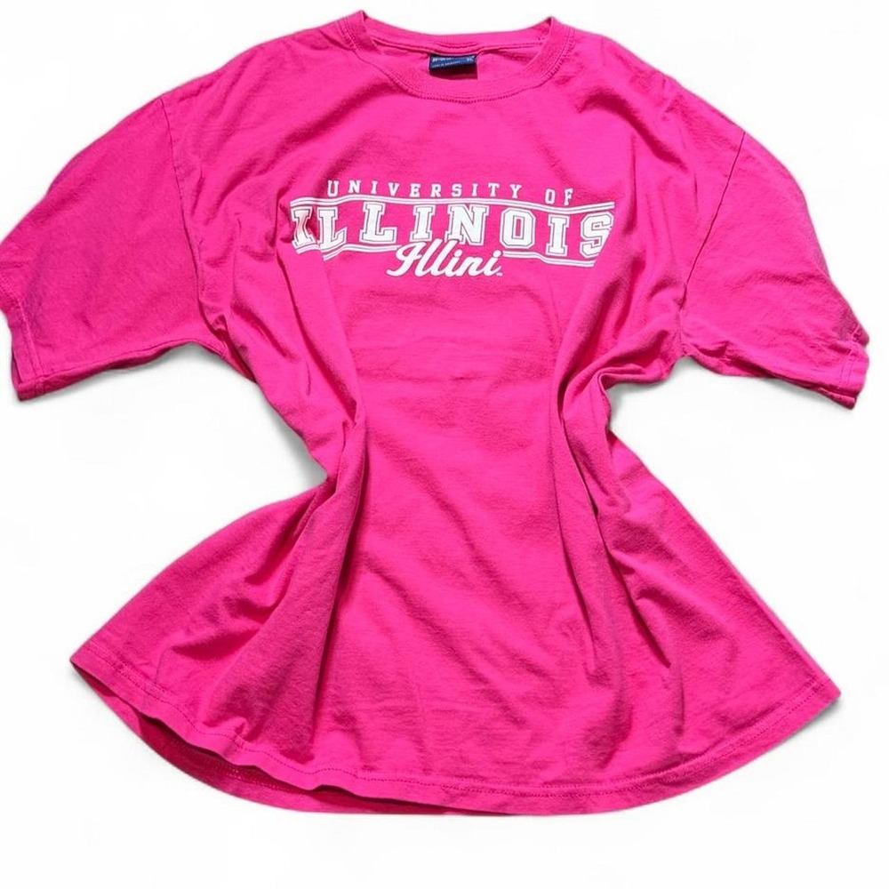 Vintage Y2K MV Sport Pink Graphic University of Illinois Tee, Women's Size XL